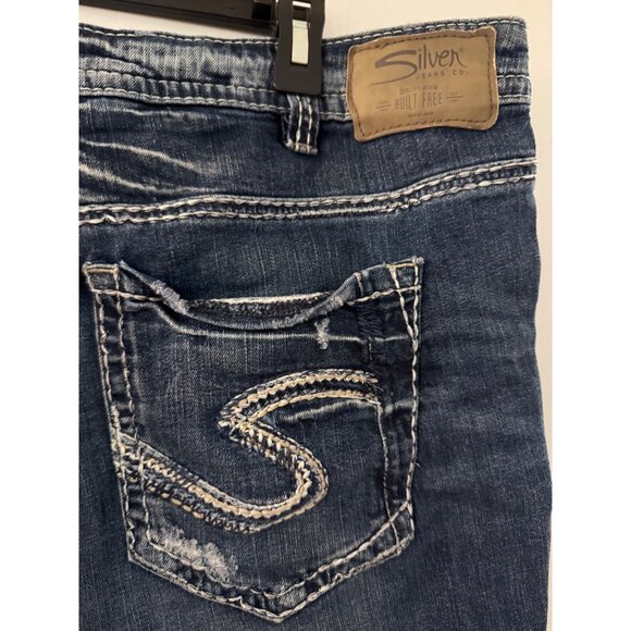 Silver Jeans Co. Suki Capri Jeans Womens Size 20 Distressed Blue Denim Stretch - Picture 3 of 5